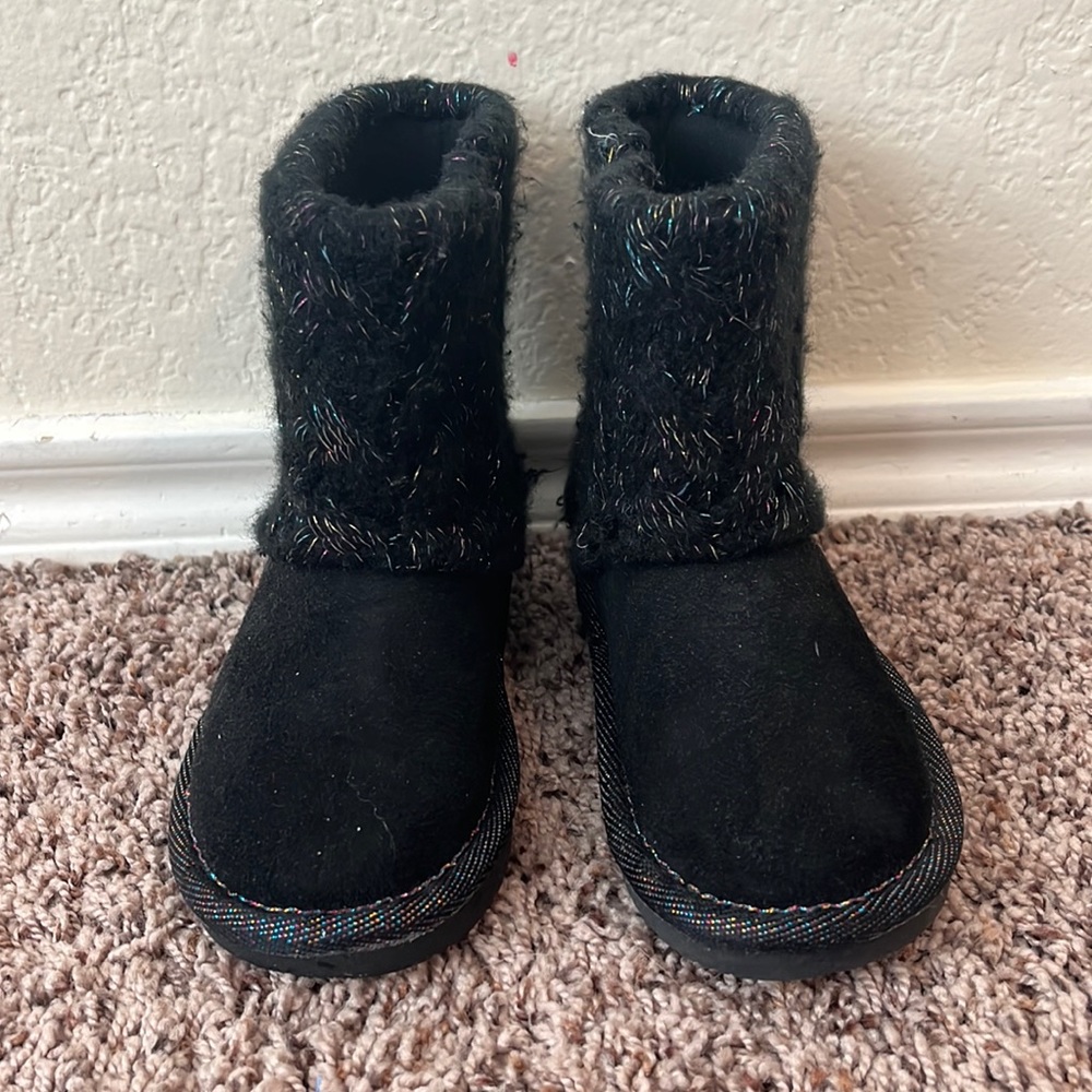 Girls Rainbow Confetti Black Warm Winter Boots - Jumping Beans - Toddler 9